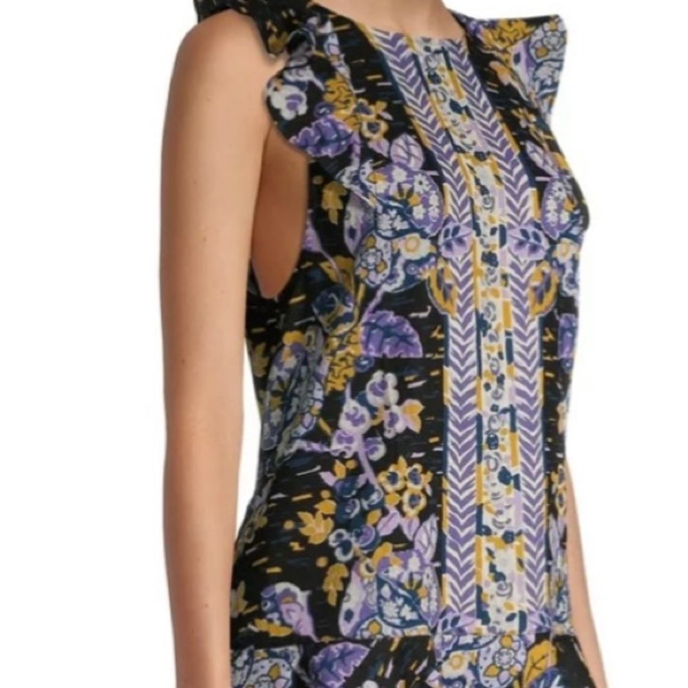 NWT FREE PEOPLE summer in Tulum dark combo Tunic black purple Medium $108